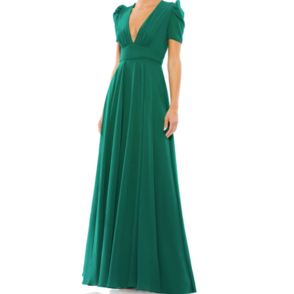 MAC DUGGAL Chiffon Bridesmaid Bridal Prom Formal Cocktail Long Gown • size 14 NW